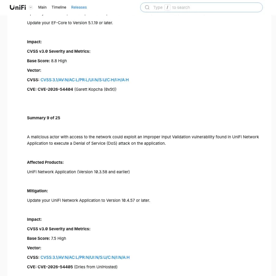 Ubiquiti Security Advisory Bulletin 066 for UniFi Network vulnerability CVE-2026-54405